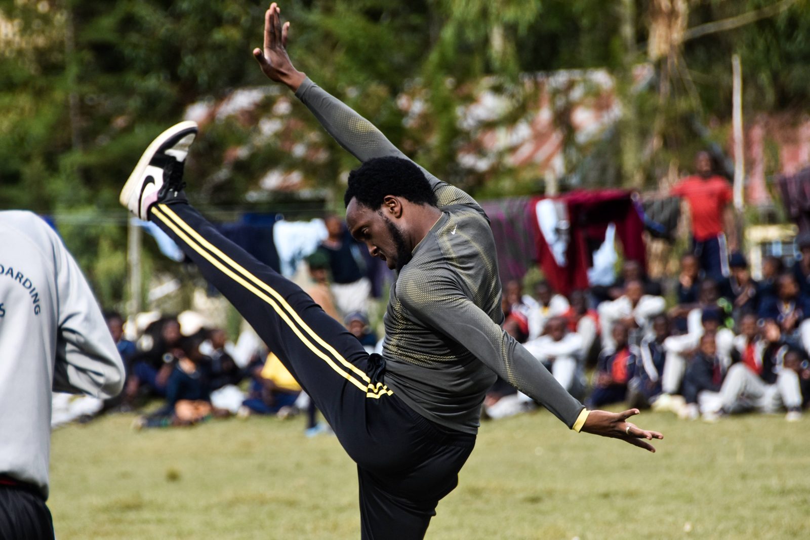 Showing off some moves on the field